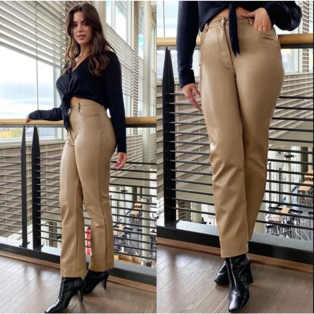 Aritzia Wilfred Tawny The Melina High Rise Straight Leg Pants